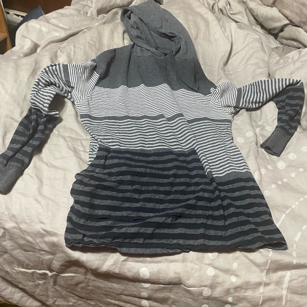 Stylish Striped Hoodie in Gray and Black